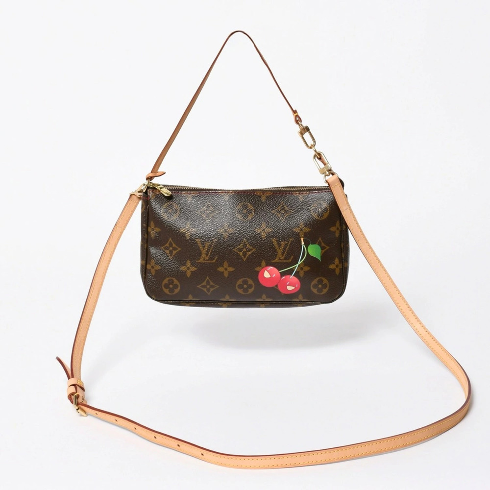 Louis Vuitton Monogram Cherry Pochette Accessoires Pouch By Canvas Leather Brown